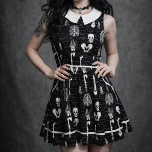 Folter Skeleton Dress Size S Glow In The Dark Retro Dark Acadamia